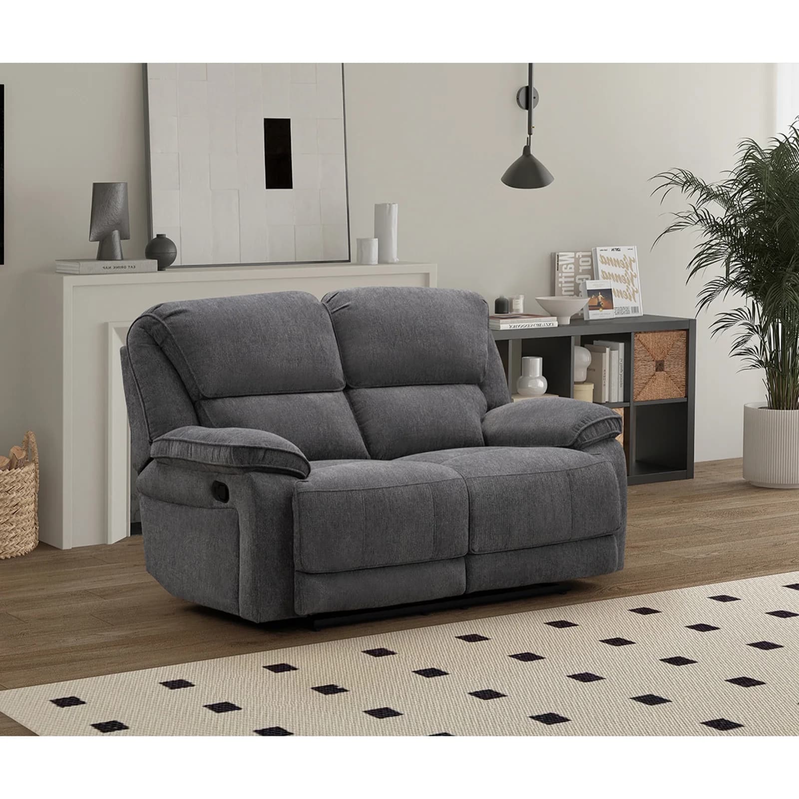 Douglas 2 Seater Recliner in Dark Grey