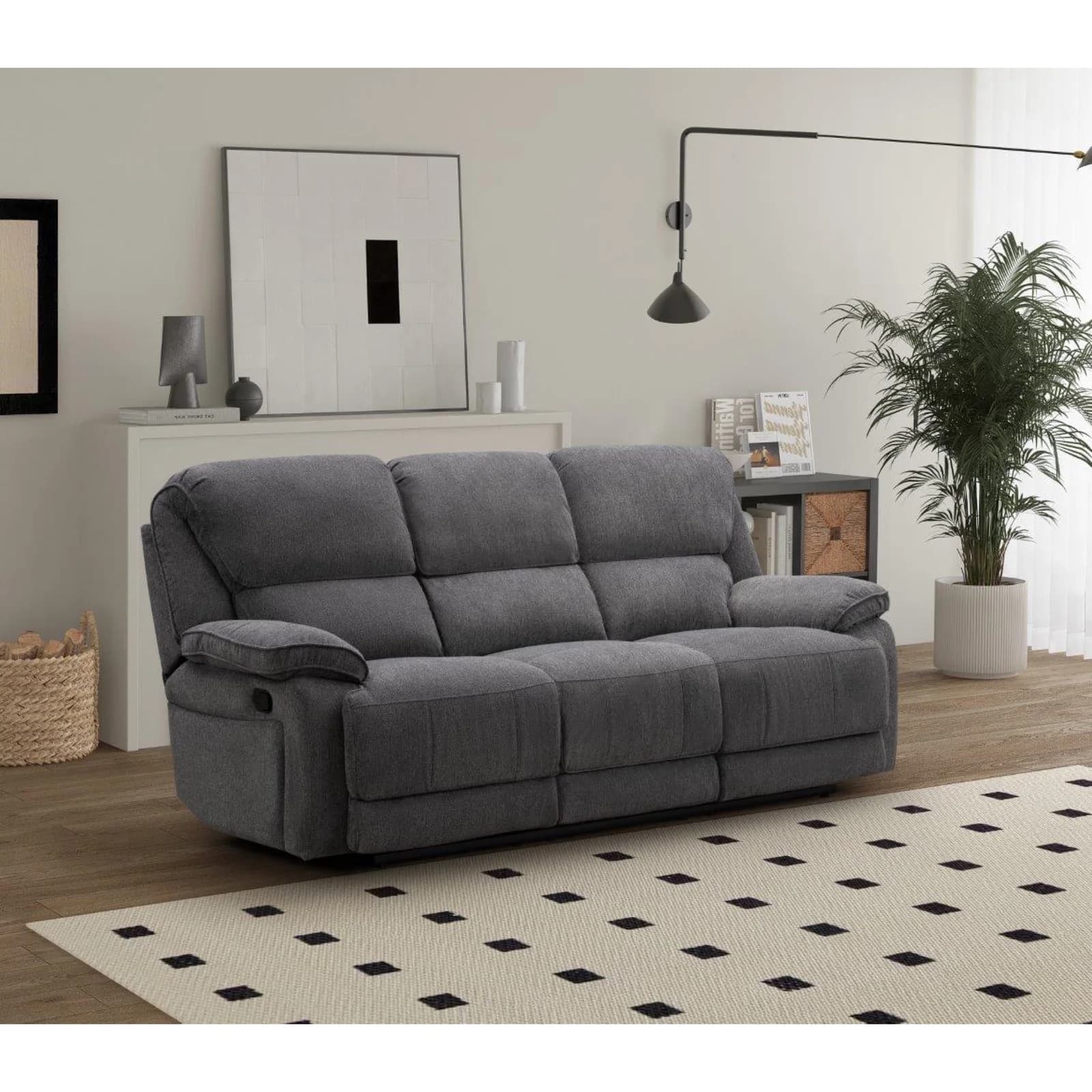 Douglas 3 Seater Recliner in Dark Grey