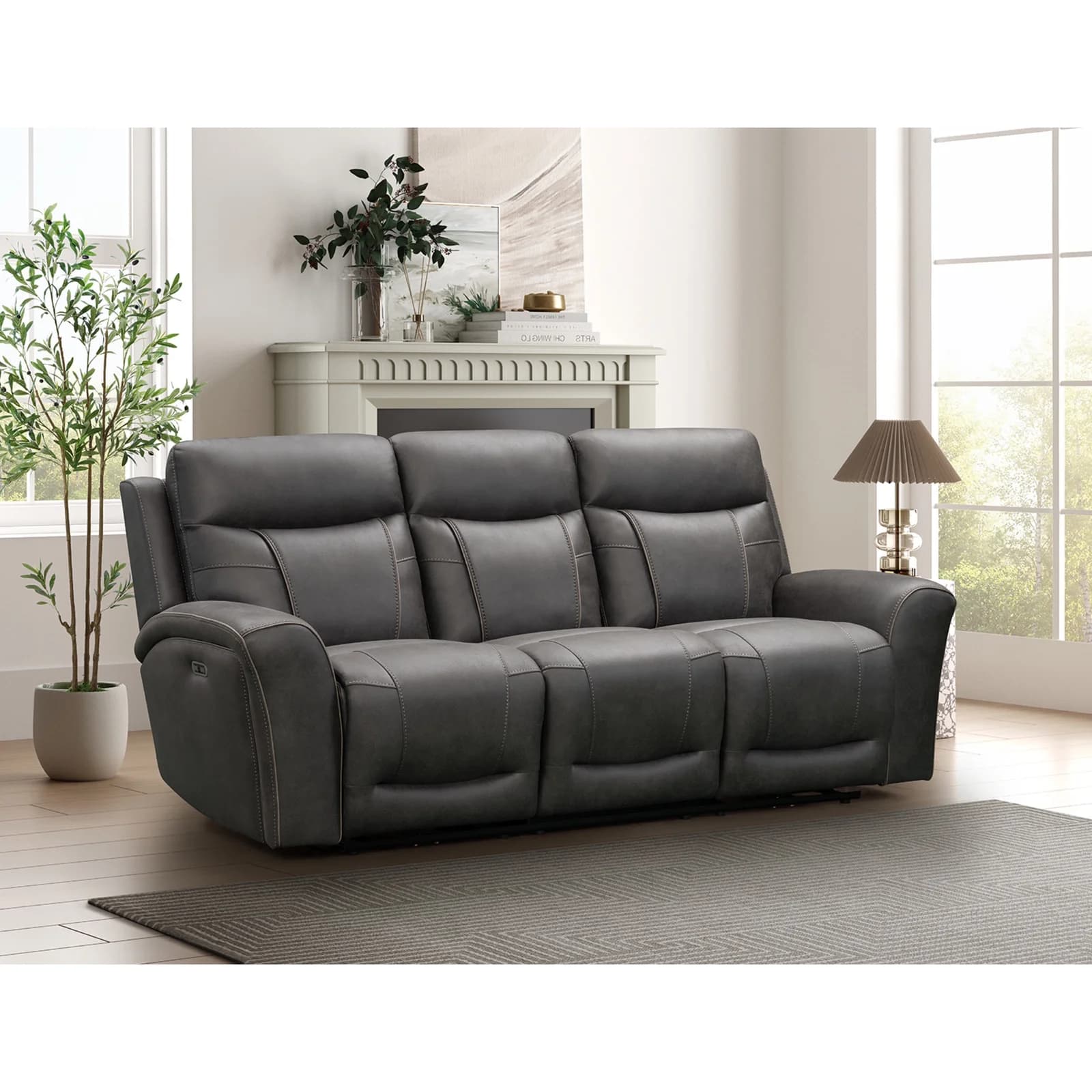 Nico 3 Seater Recliner in Charcoal